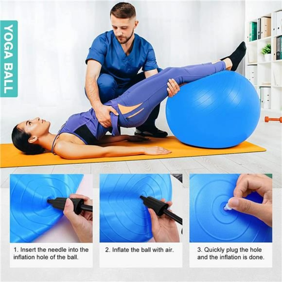 Exercise Ball, Thick Anti-Slip & Anti-Burst Yoga Pilates Ball with Air Pump - Picture 5 of 7